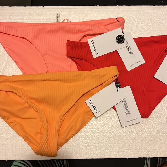 Any 3/$127 - Vitamin A Kaya Red Rib Bikini Bottoms - Picture 1 of 15
